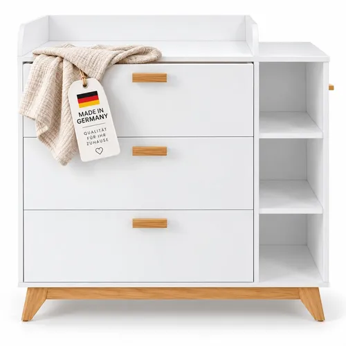 AGIONDA NUI Wickelkommode mit Wickelaufsatz – Praktischer Wickeltisch mit Soft-Close