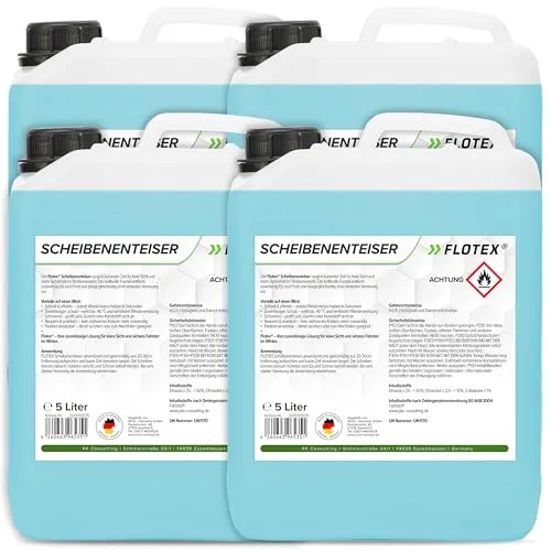 Flotex Scheibenenteiser Auto (4x5L) hochwirksam & ohne Kratzen | Scheibenfrost Enteiser Auto verhindert zuverlässig Wiedervereisung | Scheiben EIS Entferner sehr effektiv bis -40°C | Made in Germany