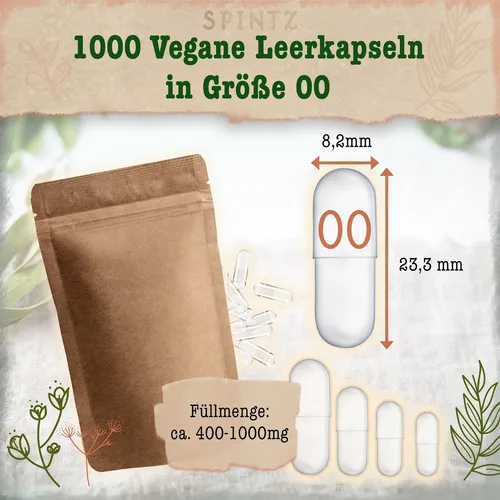 Vegane HPMC Leerkapseln #00 500 Stk.