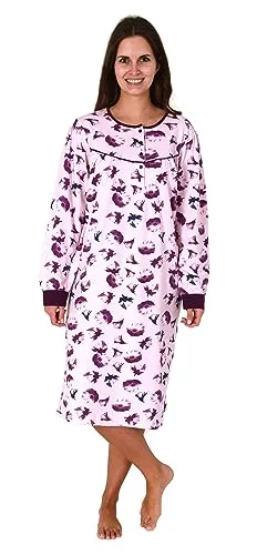 Normann Damen Nachthemd Langarm in Rosa - Kuschel Interlock-Qualität, auch in Übergröße - Elegantes langarm Nachthemd mit Knopfleiste für hohen Tragekomfort. Kuschelweicher Interlock-Stoff hält warm und sorgt für Wohlfühlmomente. Erhältlich in verschiedenen Größen, auch Übergrößen.