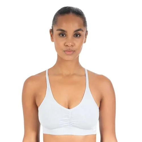 SMILODOX Sport BH Damen Batik Scrunch Icon, Shaped Fit, Blickdicht Push Up BH, V-Ausschnitt BH ohne Bügel, herausnehmbare Cups, verstellbare Träger Bustier, Yoga, Fitness & Training