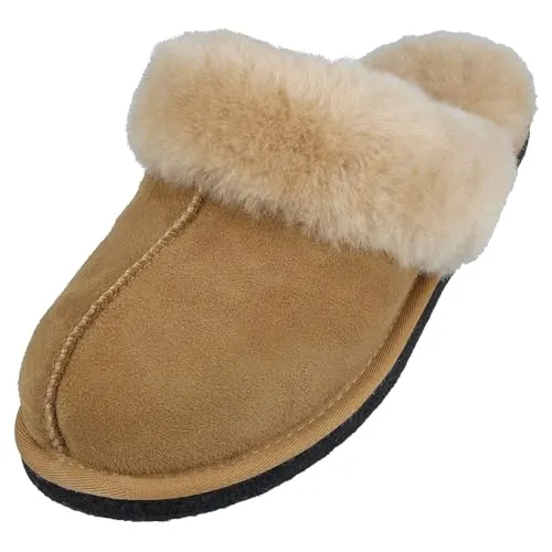 HAFLINGER Lammfell Hausschuhe North Star Filzpantoffel Hellbraun (Beige Öko), Gr 42