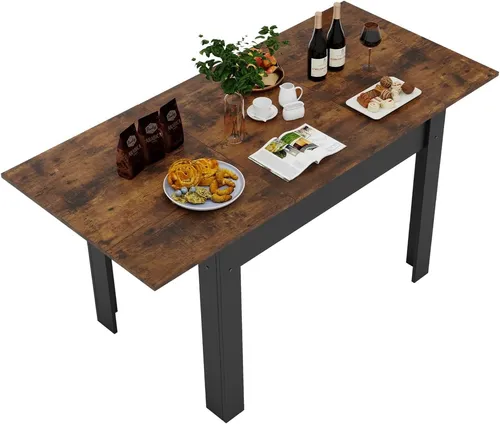 Puluomis Ausziehbarer Esstisch 70x105-150cm, Klapptisch in Schwarz/Braun