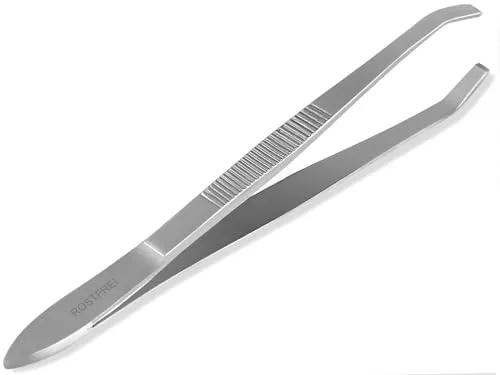 Gerade Augenbrauen-Zupfpinzette Epilier-Pinzette 8 cm - 4 mm Zupfbreite - Rostfreies Edelstahl Silber