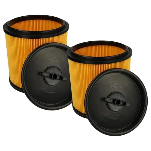 vhbw 2x Faltenfilter kompatibel mit Ryobi RVC-1220I, RACWDV, RVC1218P, RVC-1430PPT, RVC-1530IPT-G Staubsauger - Patronenfilter, Gelb Schwarz