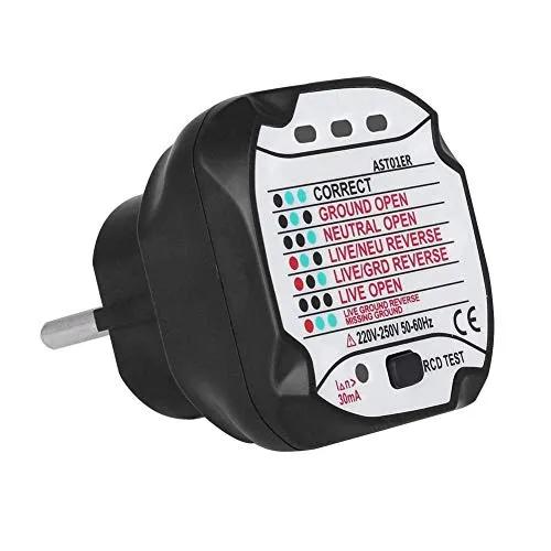 Steckdosentester, BSIDE AST01 Tragbarer Professioneller Automatischer Steckdosenprüfgerät, 58 x 53 x 53mm(220V EU Plug)