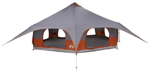 vidaXL Familienzelt Grau und Orange 18-Personen - Ideal für Familiencamping: Unser geräumiges Zelt bietet Platz für bis zu 18 Personen und überzeugt mit wetterfestem Material sowie einem stabilen Fiberglasrahmen. Perfekt für unvergessliche Abenteuer in der Natur!