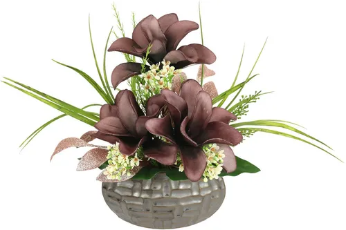 Kunstpflanze Magnolie von I.GE.A. - 34 cm im Topf - Kunstpflanze im Landhaus-Stil, dekorativ und pflegeleicht. Ideal für Wohnzimmer oder Schlafbereich, blüht das ganze Jahr über.