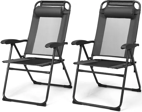 GOPLUS 2er Set Faltbare Terrassenstühle mit 7-Fach Verstellbarer Rückenlehne - Faltbare Terrassenstühle mit 7 verstellbaren Rückenlehnen-Positionen für individuellen Komfort. Ideal für Garten, Terrasse oder Balkon - kompakt und leicht zu transportieren.