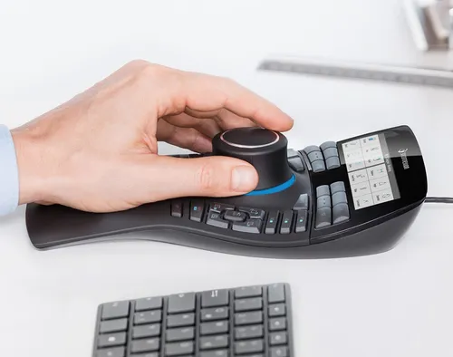 3Dconnexion SpaceMouse Enterprise - 3D-Maus mit 31 programmierbaren Tasten, inklusive Display und Handballenauflage für präzises Arbeiten