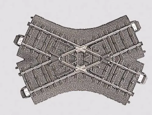 Märklin H0 C-Gleis 24649 Kreuzung 103.3mm - Gleismaterial mit realistischem Bettungskörper und niedriger Schienenprofilhöhe, ideal für komplexe Gleisformen und kinderfreundliche Handhabung.