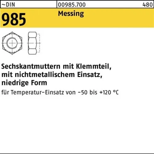 100er PACK(Stk) 000985700000040000 Sechskantmutter DIN 985 m.Klemmteil M 4 Mess