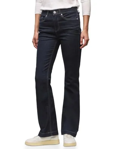 Street One Damen Bootcut Jeans 3716708, Rinsed Dark Blue, 32W x 32L - Stylische Bootcut Jeans im Slim Fit High Waist, ideal für einen modischen Look. Rinsed Look und 5-Pocket-Design machen sie zum perfekten Begleiter für jeden Anlass.
