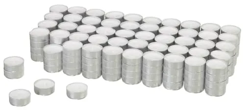 aro Teelichter/Kerze, weiß, ohne Duft, 200 Stück, 4 Stunden Brenndauer, aus Paraffinwachs, für Stövchen, Deko, Gastronomie, Outdoor, Party, und Windgläser, 37.5 mm