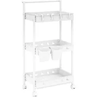 Costway 3 Ebenen Rollwagen Servierwagen mit Rollen & 2 Hängebechern