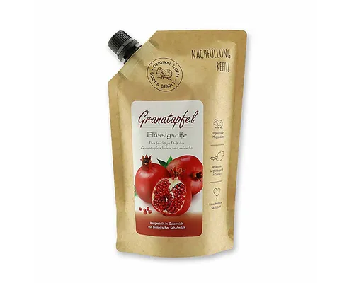 Gerlinde Hofer _ Florex GmbH Flüssigseife mit biologischer Schafmilch 500ml im Nachfüll-Beutel, Granatapfel