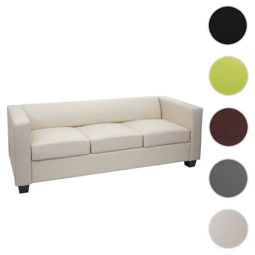 Loungesofa Lille 3er Sofa aus Kunstleder, creme - Sofa in modernem Lounge-Stil, hohe Standfestigkeit und bequeme Polsterung für entspannte Stunden. Ideal für jedes Zuhause und in verschiedenen Bezugsstoffen erhältlich.