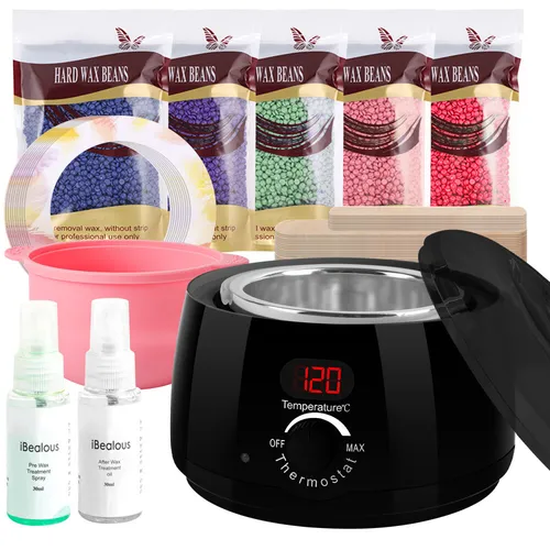 LCD Wachsgerät Set Waxing Körper Haarentfernung Heißwachs mit 500g Wachs Bohnen