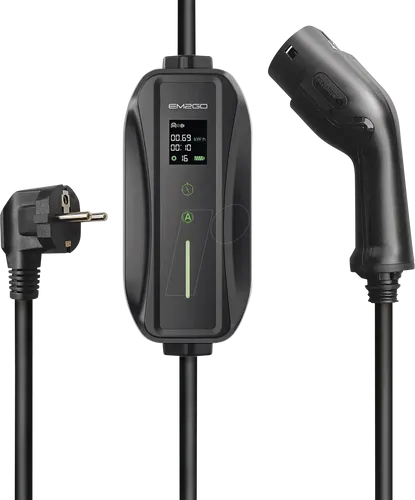 Take 3.5 - Mobiler EV Lader - Wallbox mit einstellbarem Ausgangsstrom von 6 bis 16A, OLED Display zur Anzeige von Ladezustand und Sicherheit durch Fehlerstromüberwachung. Ideal für flexibles Laden an Standard Steckdosen.