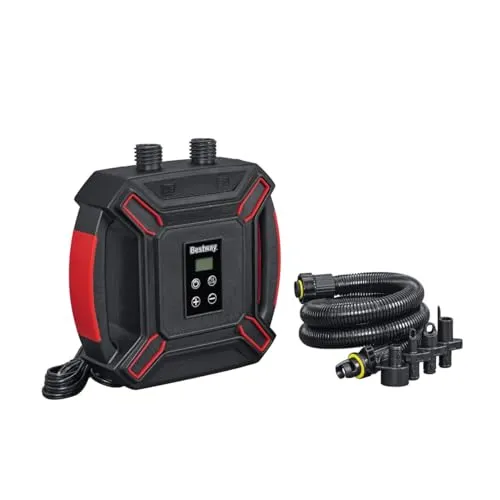 Bestway PowerGrip™ Hochdruck-Elektropumpe 300 l/min - Elektrische Luftpumpe mit 300 l/min Luftdurchsatz, ideal für schnelles Aufpumpen. Mit Doppelmotor für konstante Leistung und automatischer Abschaltung bei gewünschtem Druck.