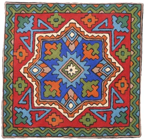 GURU SHOP Kelim Kissenhülle `Kaschmir`, Bestickter Kissenbezug, Dekokissen aus Wolle - Muster 27, 40x40x1 cm