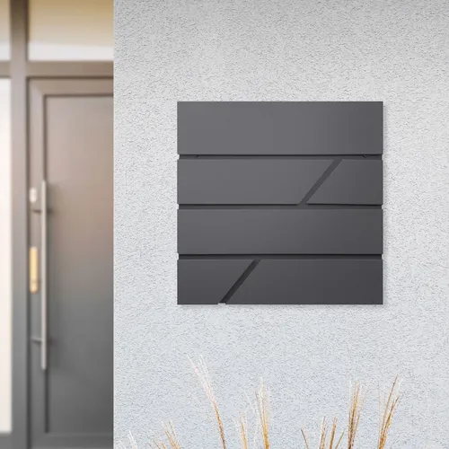 Ml-Design Wandbriefkasten mit Zeitungsfach - Eleganter Anthrazit Briefkasten aus pulverbeschichtetem Edelstahl, inklusive 2 Schlüssel und Montagematerial, ideal für moderne Eingangsbereiche.