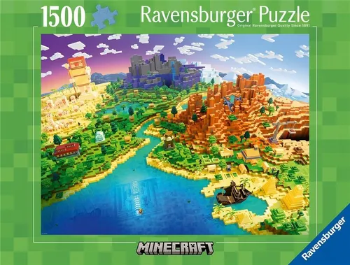 Ravensburger Puzzle 12000433 - World of Minecraft - 1500 Teile Puzzle für Erwachsene, fördert die Kreativität und bietet stundenlangen Spaß für Fans der Minecraft-Welt.