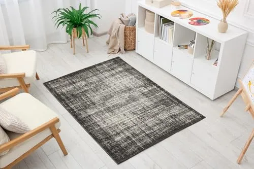 Grau Teppich 133x190 cm - Teppiche für Erwachsene, stilvoller grauer Teppich in idealer Größe für Wohnräume, sorgt für Gemütlichkeit und Wärme in jedem Raum.