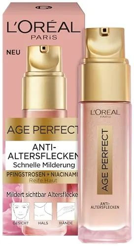 Produktbild L'Oréal Paris Anti-Altersflecken Fluid für Frauen: Altersfleckenminderung, ebenmäßiger Hautton & strahlender Teintmit nativen Pfingstrosen-Zellen und Niacinamid, Age Perfect Golden Age1x 30ml
