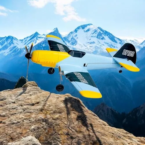 RC ferngesteuertes Flugzeug Messerschmitt Bf-109 im Mega-Set m. 2 Akkus, 2.4GHz Warbird 6-Achsen-Gyro, 3-Kanal EPP Schaum Segelflugzeug, RC Modellflugzeug f. Anfänger, Profis, Jugendliche, Erwachsene