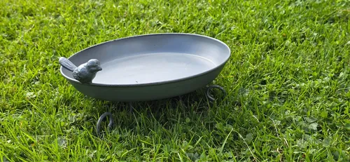 esschert design Vogeltränke - Metall Futter- und Wasserstelle auf Fuß, stilvolles Design für Garten und Balkon