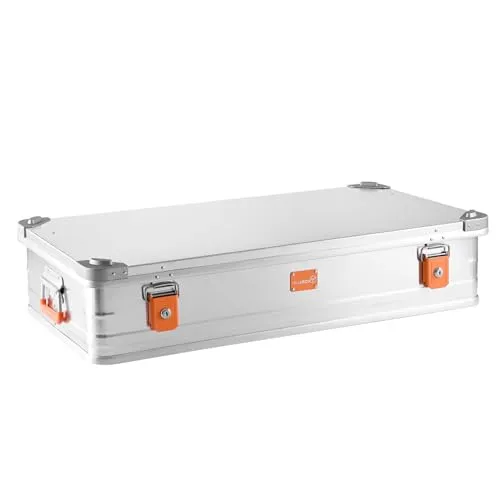 Alubox Alukiste abschließbar E141-17 - 67L Aluminium Lagerbox - Werkzeugtruhen - Robuste und leichte Alubox mit 67 Litern Volumen, ideal für sicheren Stauraum dank abschließbarem Deckel und Gummidichtung gegen Staub und Spritzwasser.