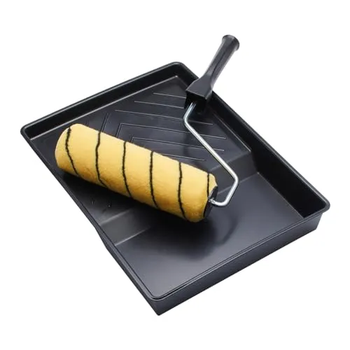 ProDec 225 mm x 44 mm 3-teiliges mittelfloriges gewebtes Farbrollen-, Käfigrahmen- und Schalen-Set zum Streichen mit Dispersions- und Mauerwerksfarben an Innen- und Außenwänden und -decken