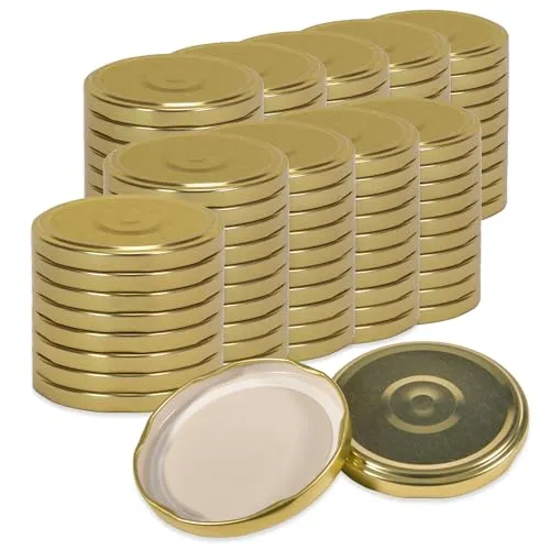 Oputec 100x Schraubdeckel TO 82 Gold – Twist Off - Vorratsgefäße & -gläser, geruchssichere und luftdichte Ersatzdeckel für Einmachgläser, ideal zum sicheren Aufbewahren von Lebensmitteln.