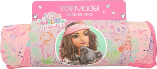 Depesche 12791 TOPModel Wild - Mikrofaser Handtuch mit Model Motiv und buntem Tier Muster, mit Gummiband zum Einrollen und Fixieren