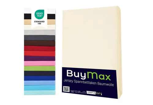 Buymax Spannbettlaken Topper, Spannbetttuch für Topper bis 12 cm Höhe, 100% Baumwolle Jersey, Jersey, Gummizug: Rundumgummi, (1 Stück), Pflegeleicht und Atmungsaktiv, in Verschiedenen Farben und Größen