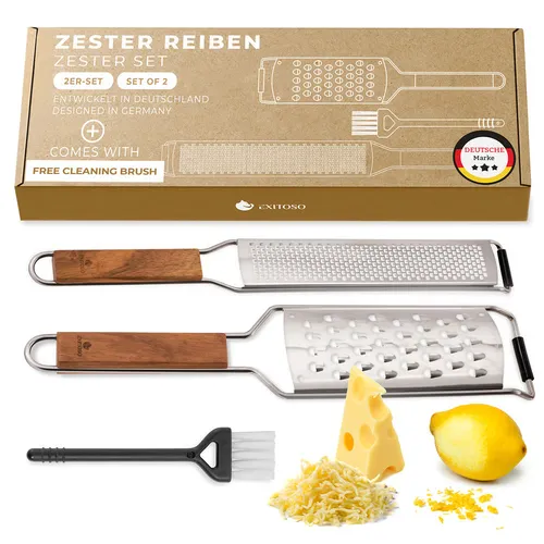 Exitoso Zitruszester Zester-Reibe 2er-Set - Zestenreißer – Hochwertige Edelstahlreibe für Zitronen, Parmesan und Gewürze, ideal für präzises Reiben und lange Haltbarkeit