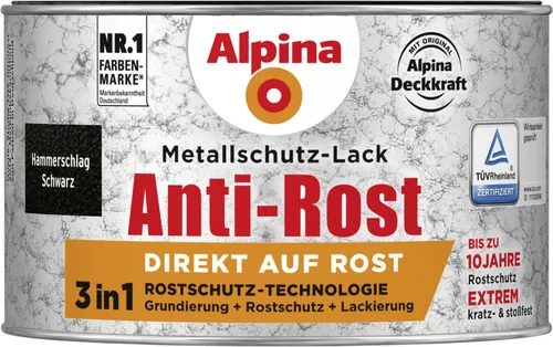 Alpina Metallschutz-Lack Hammerschlag 300 ml schwarz