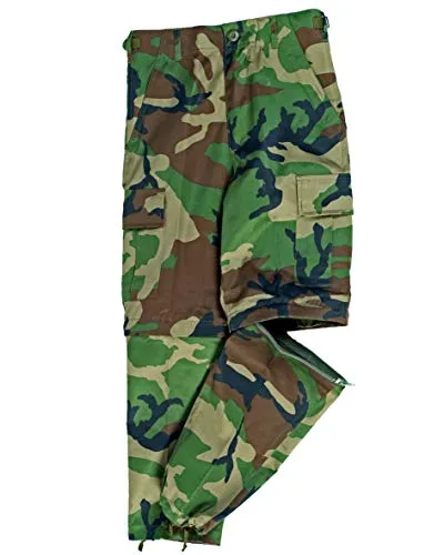 US Zip-Off BDU Hose Kids woodland - Wanderhosen für Kinder, ideal für Outdoor-Aktivitäten mit praktischen Zip-Off-Funktionen und vielseitigem Design in Mehrfarbig.