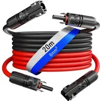 hb-digital 2x 20m Solarkabel 6mm² mit Solarstecker – UV-beständig und langlebig - Hochwertiges 6mm² Solarkabel, ideal für die Installation von Solaranlagen. Witterungsbeständig und für Temperaturen von -40°C bis 105°C geeignet. Perfekt für zuverlässige Energieübertragung.
