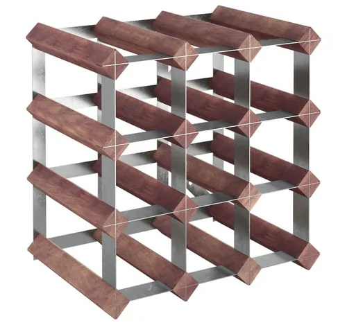 Weinregal für 12 Flaschen aus Kiefernholz - Stilvolles Weinregal aus massivem Kiefernholz, ideal für die platzsparende Aufbewahrung von 12 Flaschen, perfekt für Weinliebhaber und stilvolle Wohnräume.