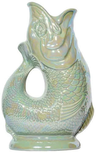 Gluckigluck Wasserkaraffe - Original Gluggle Jug aus England, 1,2 L - Elegante Gluckigluck Wasserkaraffe in Salbeigrün mit faszinierendem Farbspiel. Handgefertigt in England, sorgt sie beim Ausschenken für ein charmantes Geräusch. Vielseitig einsetzbar als Karaffe oder Dekoration.