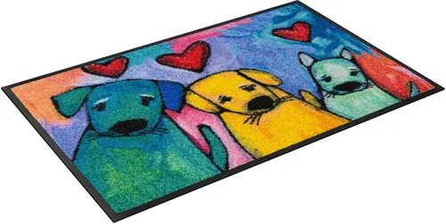wash+dry by Kleen-Tex Fußmatte Doggies - Rechteckige Schmutzfangmatte mit modernem Hunde-Motiv, rutschhemmend und waschbar – ideal für den Eingangsbereich.