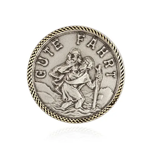 NKlaus 3D Autoplakette Gute Fahrt 3cm Schutzpatron Christophorus gelb Rand diamantiert 11422