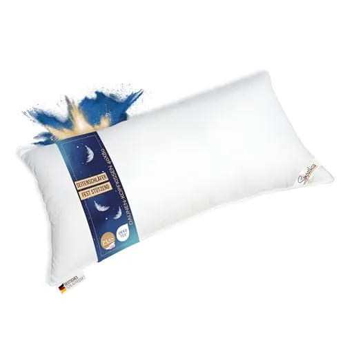 Bettenhaus Breuer Sympathica Kopfkissen 40x80 cm – Stützend & Allergikergeeignet - Kissen 40x80 cm mit 660g neuen weißen Federn, Oeko-TEX-zertifiziert, für besten Schlafkomfort und Pflegeleicht bei 60°C. Ideal für Allergiker und ethisch produziert ohne Lebendrupf.