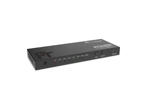 FeinTech AX340 HDMI 2.1 eARC Pass Switch 4 In 1 Out - Video Umschaltpulte mit Unterstützung für 8K 60Hz und 4K 120Hz, ideal für Gamer und Heimkino mit verlustfreier Audioübertragung und automatischer Geräteeinwahl.