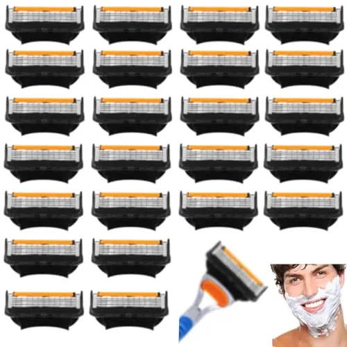 STFYUG 24 Stück fusion 5 klingen, Ersatzklingen für Fusion-5 Rasierer für Männer, kompatibel mit Nassrasierer Herrenrasierer, Rasierklingen Fusion 5 Geschenk für Manuelle Rasierklinge
