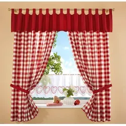 Stickereien Plauen Querbehang Durach, Schlaufen (1 St) in rot von Stickereien Plauen