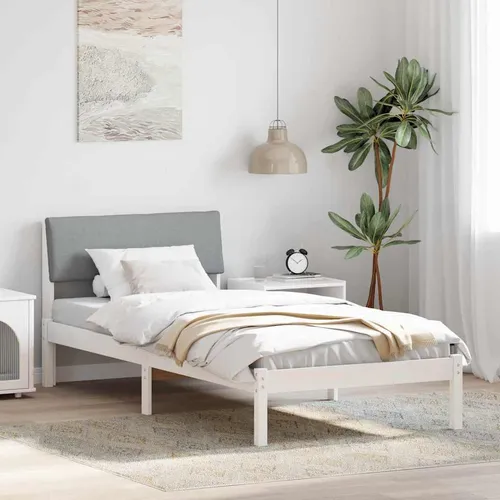 Maison Exclusive Bettgestell Weiß und Hellgrau 100 x 200 cm aus massivem Kieferholz