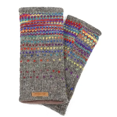 Damen Pulswärmer Armstulpen Modell Ida Naturbraun Regenbogen 2 92R